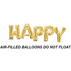 Burton and Burton BALLOONS Gold Happy Air-Filled Jumbo 30" Mylar Balloon