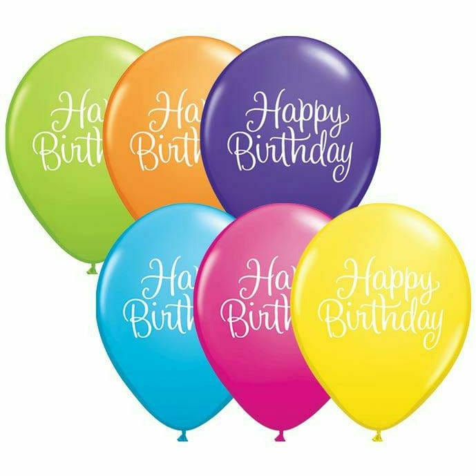 Burton and Burton BALLOONS Helium Filled Happy Birthday Classy Script Mixed Assortment Latex Balloon 1ct, 11&quot;