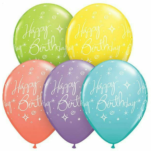 Burton and Burton BALLOONS Helium Filled Happy Birthday Sorbet Mixed Assortment Latex Balloon 1ct, 11"