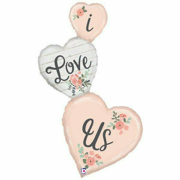 Burton and Burton BALLOONS J02 RUSTIC I LOVE US HEARTS SHAPE