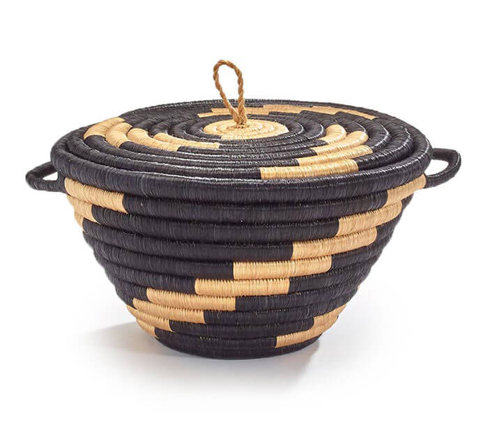 Burton and Burton BOUTIQUE RWANDA WEAVING HOPE 7" BASKET WITH LID