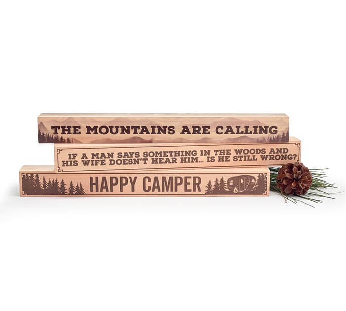 Burton and Burton BOUTIQUE The Mountains Are Calling SHELF SITTER ASSORTED CAMPING MESSAGES