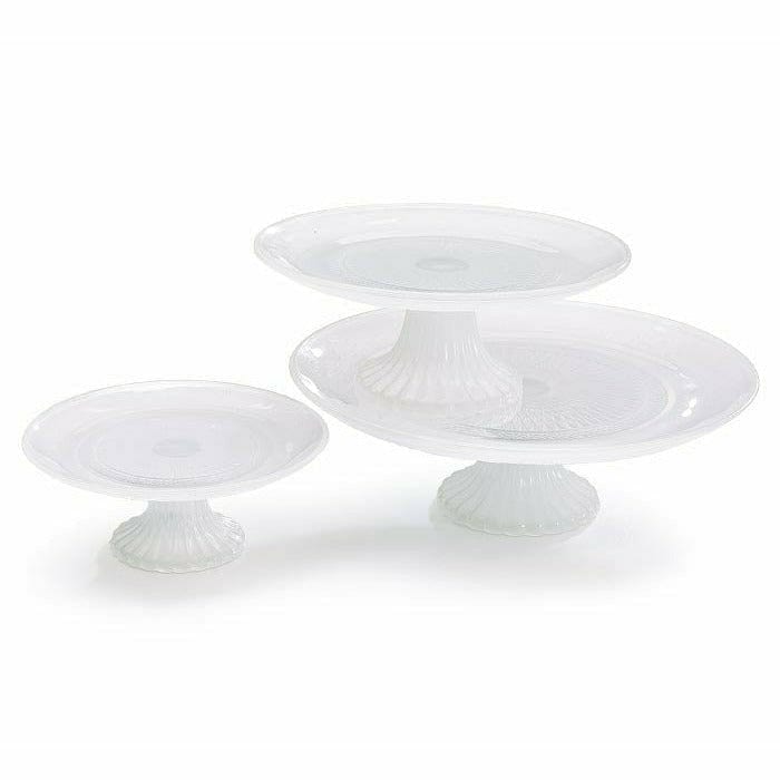 Burton and Burton BOUTIQUE White Milk Glass Cake Plate