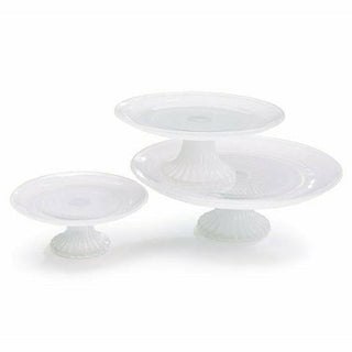 White Milk Glass Cake Plate - Small