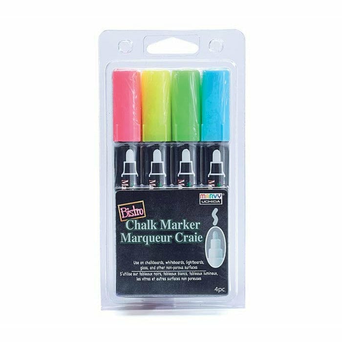 Burton and Burton DECORATIONS Assorted Chalk Markers - Fluorescent Red, Fluorescent Yellow, Fluorescent Green, and Fluorescent Blue