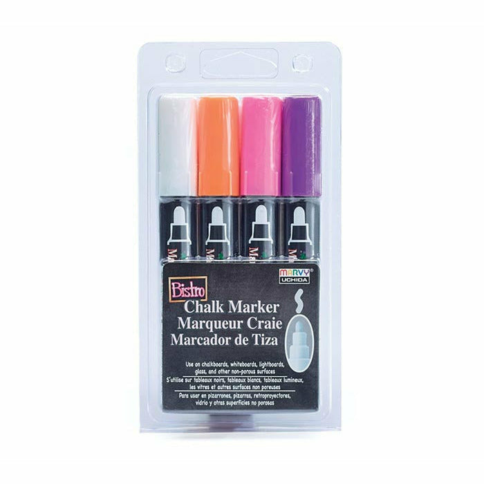 Burton and Burton DECORATIONS Assorted Chalk Markers - White, Fluorescent Orange, Fluorescent Pink and Fluorescent Violet
