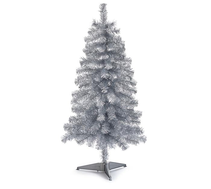 Burton and Burton HOLIDAY: CHRISTMAS 4&quot; TALL SILVER TINSEL CHRISTMAS TREE