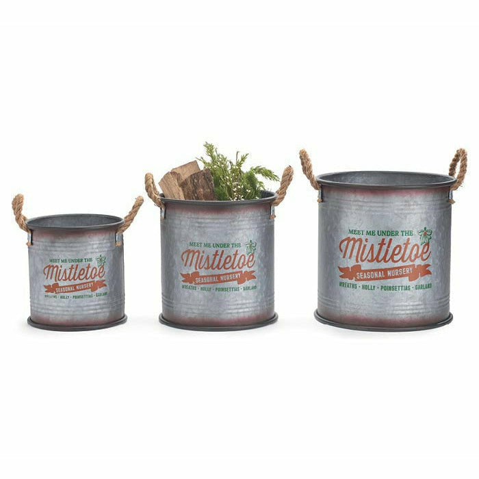 Burton and Burton HOLIDAY: CHRISTMAS Small MISTLETOE NESTED CHRISTMAS PLANTERS