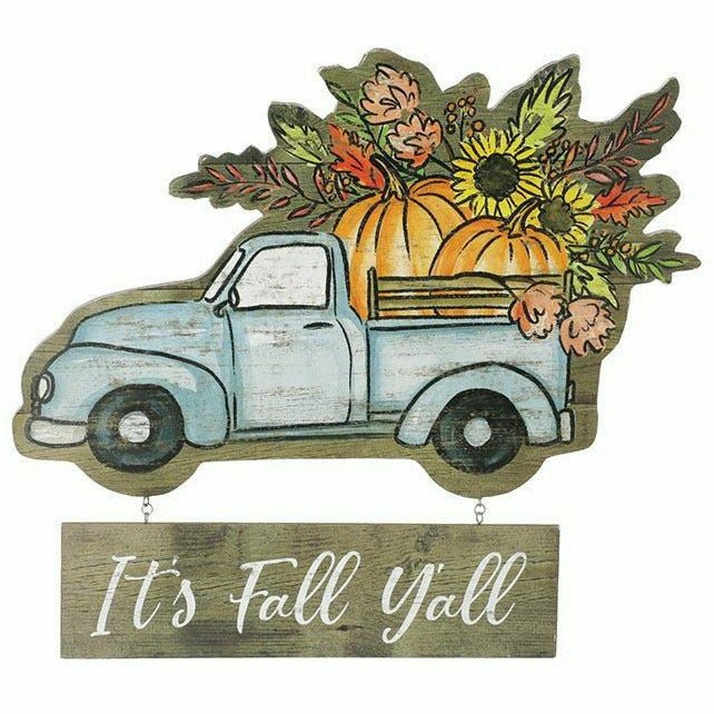 Burton and Burton HOLIDAY: FALL IT'S FALL Y'ALL RUSTIC BLUE WALL HANGING SIGN
