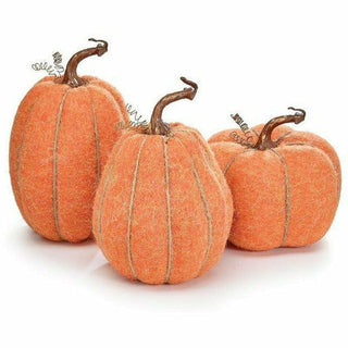 Orange Wool Pumpkins Individual and Assorted Shapes - Medium