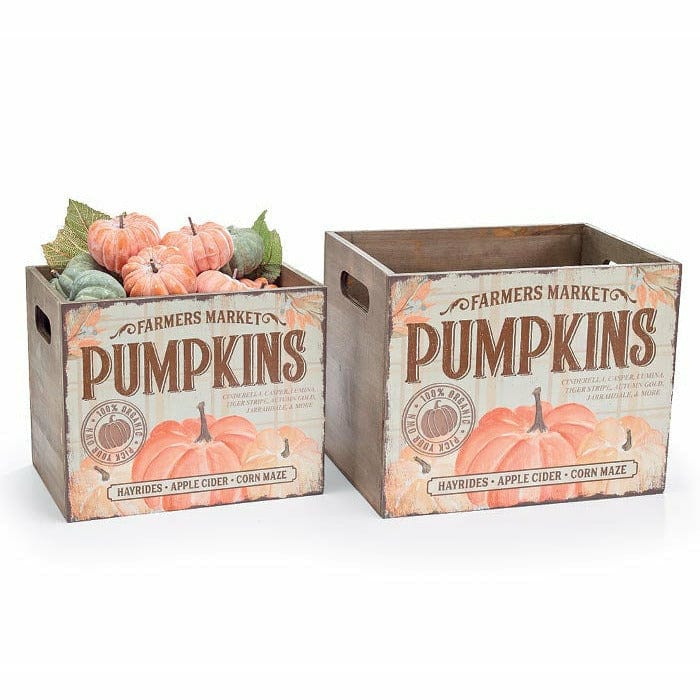 Burton and Burton HOLIDAY: FALL Small Farmers Market Wooden Pumpkin Planters - Individually Sold