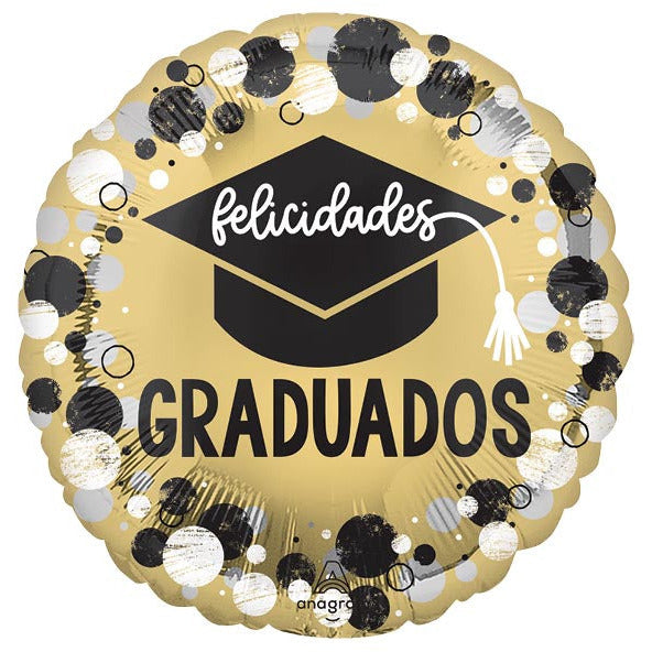 Burton and Burton HOLIDAY: GRADUATION 17" FELICIDADES GRADUADOS CIRCLES DOTS FOIL BALLOON