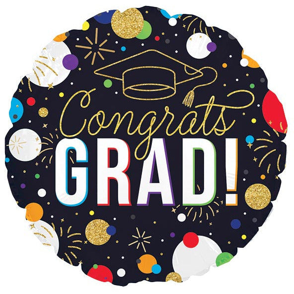 Burton and Burton HOLIDAY: GRADUATION 31&quot; CONGRATS GRAD GOLD BLACK FOIL BALLOON