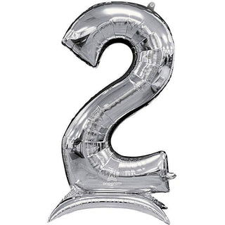 52" Shaped Number "2" Silver Stand Up Balloon