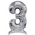 Burton and Burton HOLIDAY: GRADUATION 52" Shaped Number "3" Silver Stand Up Balloon