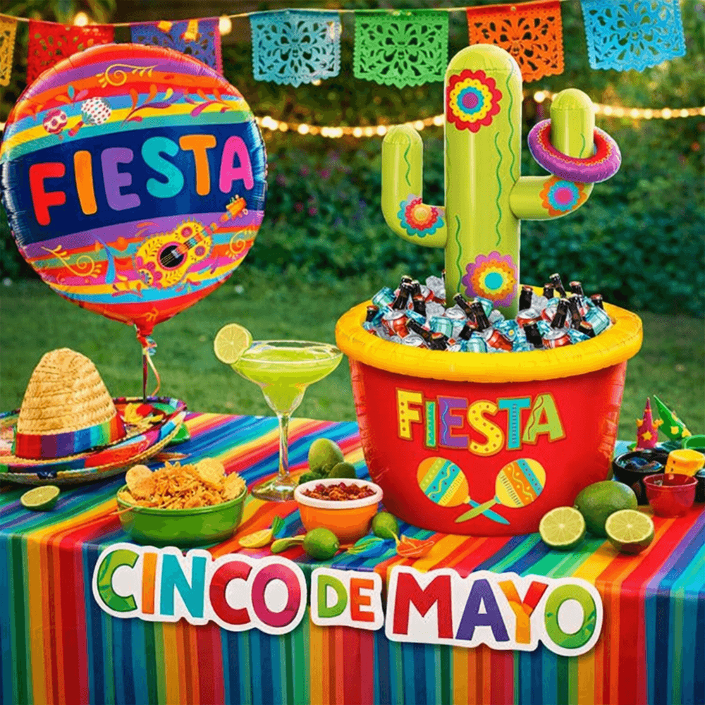 cinco de mayo party balloon and cooler