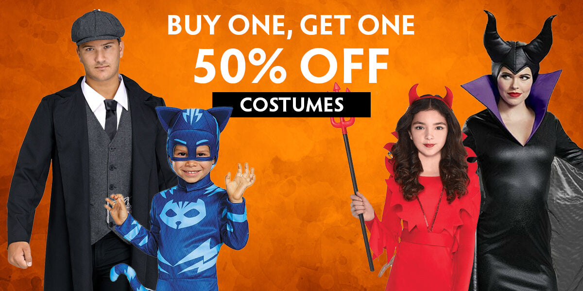 halloween costumes buy one get one 50% off