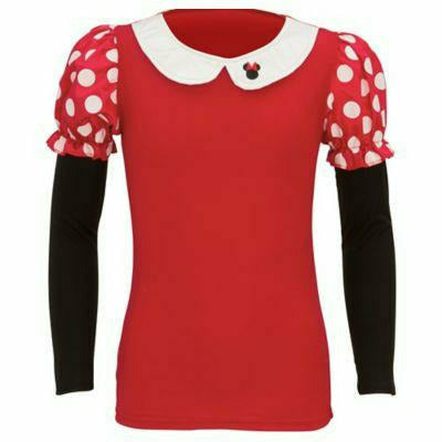 COSTUMES USA COSTUMES: ACCESSORIES Med (8-10) Minnie Mouse Puff Sleeve Shirt-Child&#39;s