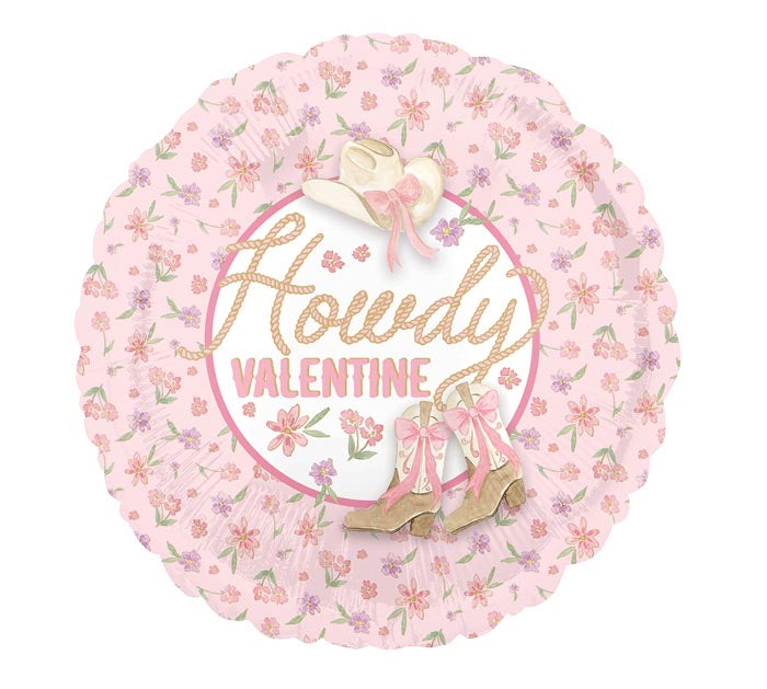 17" Howdy Valentine Cowgirl Round Balloon