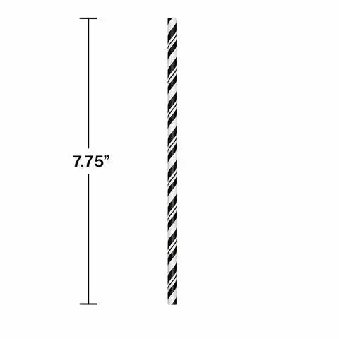 Creative Converting BASIC Black Striped Paper Straws