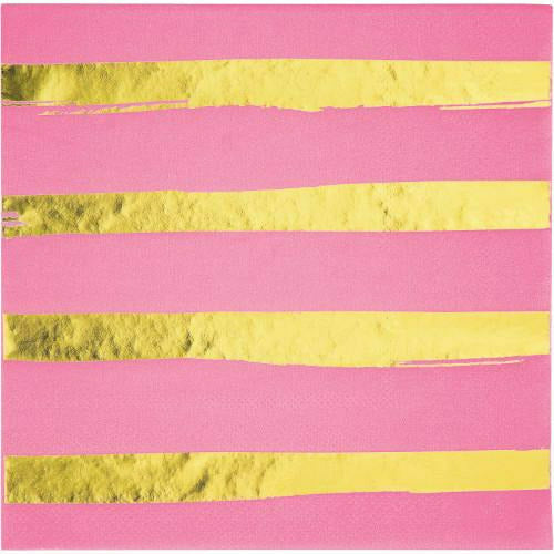 Creative Converting BASIC Candy Pink with Gold Foil Lunch Napkins 16ct