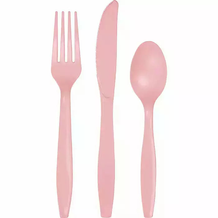 Creative Converting BASIC Classic Pink Assorted Plastic Cutlery
