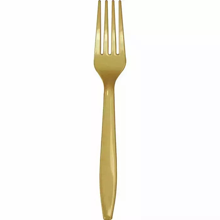 Creative Converting BASIC Glittering Gold Plastic Forks