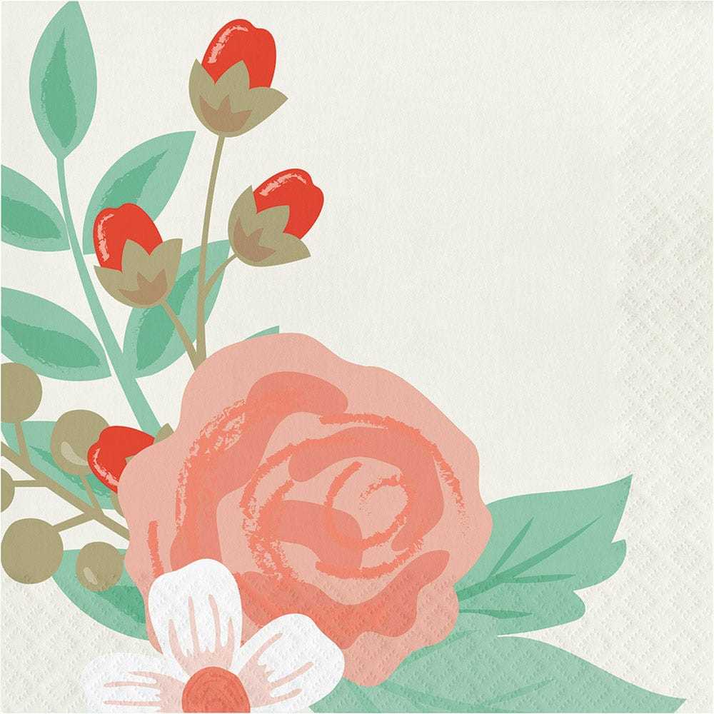 Creative Converting BASIC Modern Floral Ivory Lunch Napkins