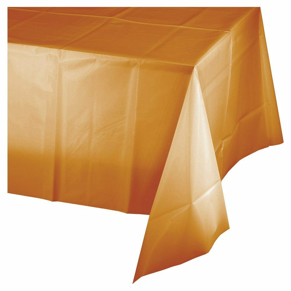 Creative Converting BASIC Pumpkin Spice Orange Plastic Rectangular Tablecover