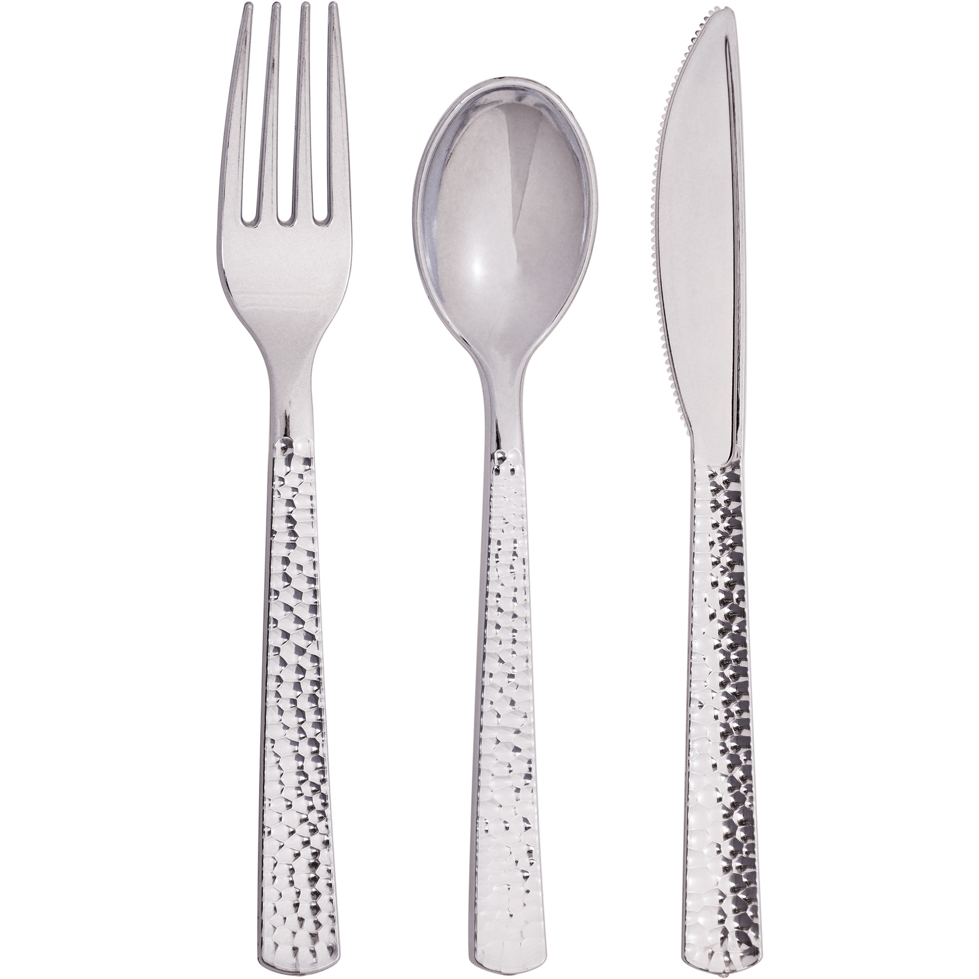 Creative Converting BASIC Silver Hammered Assorted Plastic Cutlery