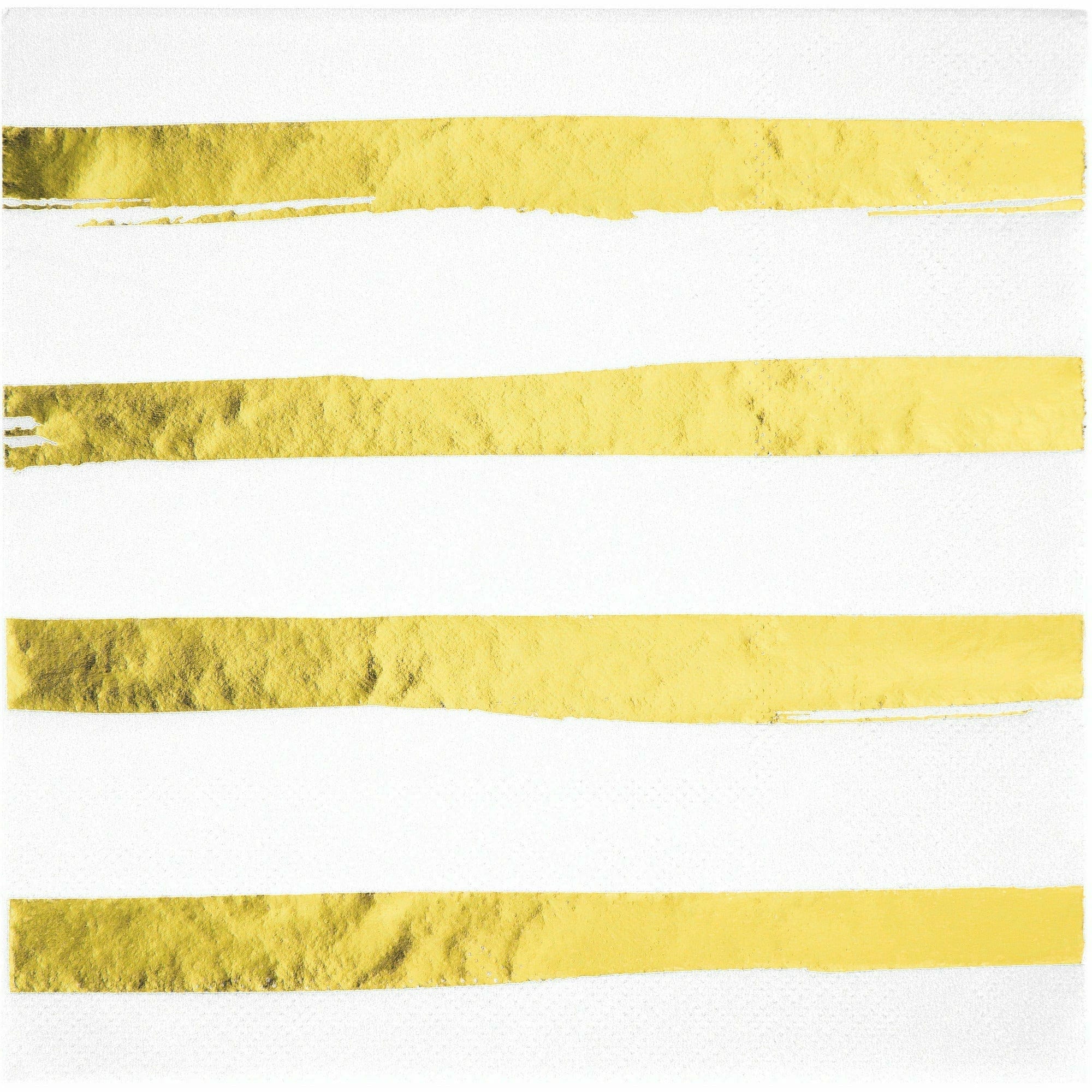 Creative Converting BASIC White and Gold Foil Striped Paper Lunch Napkins