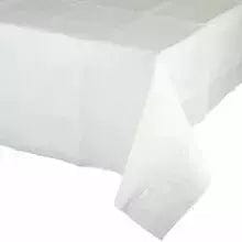 Creative Converting BASIC White Plastic Lined Rectangular Tablecover