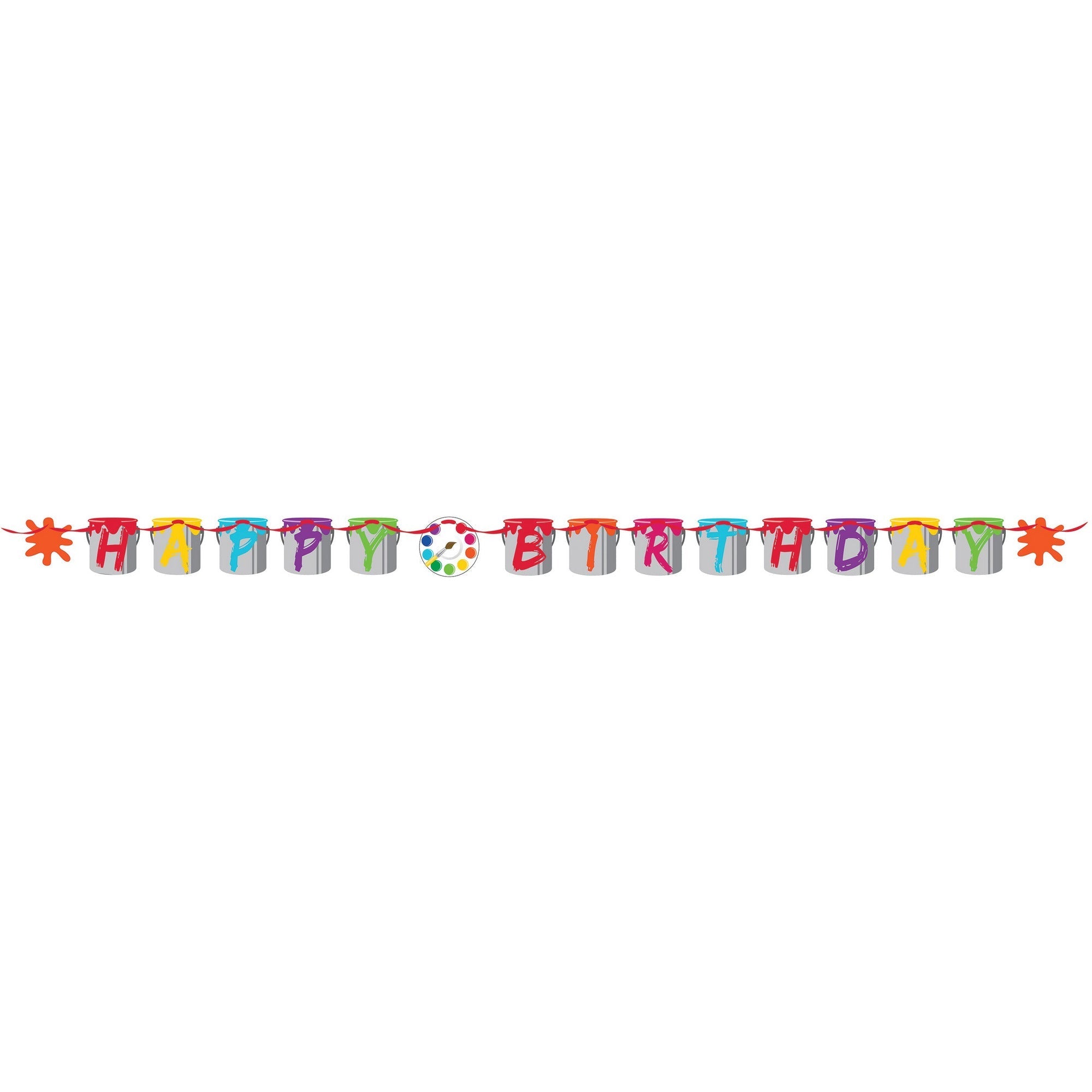 Creative Converting BIRTHDAY Art Party Shaped Banner with Ribbon