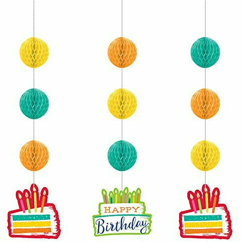 Creative Converting BIRTHDAY Festive Birthday Cake Honeycomb Cutouts