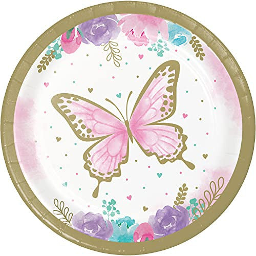 Creative Converting BIRTHDAY Golden Butterfly Dessert Plates
