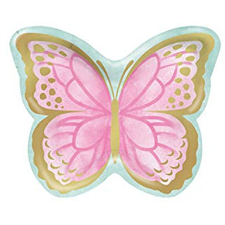 Creative Converting BIRTHDAY Golden Butterfly Shaped Paper Plates