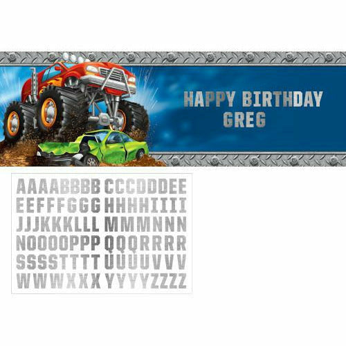 Creative Converting BIRTHDAY: JUVENILE Monster Truck Rally Giant Banner with Stickers