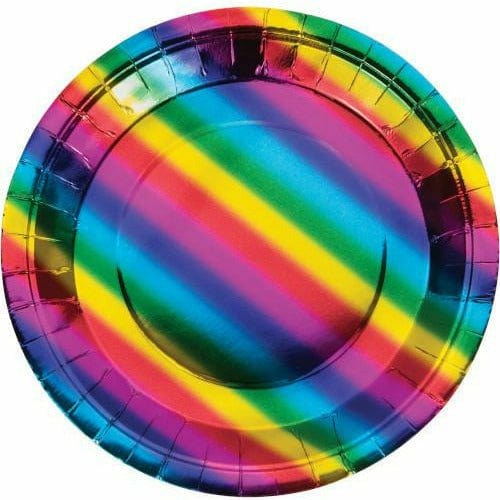 Creative Converting BIRTHDAY Rainbow Foil Lunch Plates 8ct