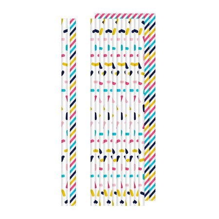 Creative Converting BIRTHDAY The Dolly Parton Collection - Candy Stripes and Sprinkles Paper Straws