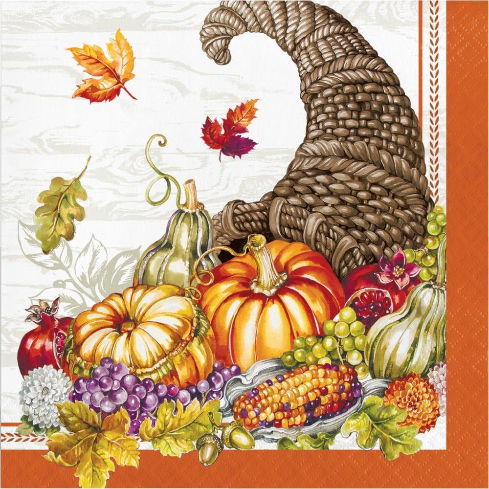 Creative Converting HOLIDAY: FALL PLENTIFUL CORNUCOPIA LUNCHEON NAPKIN, 16 CT