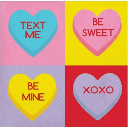 Creative Converting HOLIDAY: VALENTINES Candy Hearts Beverage Napkins