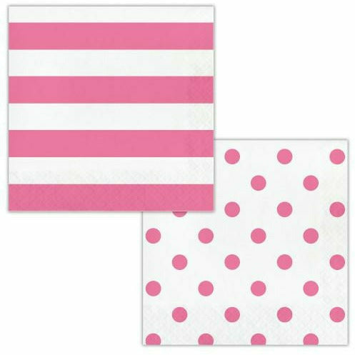 Creative Converting HOLIDAY: VALENTINES Candy Pink Dots and Stripes Lunch Napkins 16ct