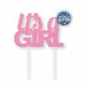 Creative Converting Pink Glitter Its a Girl Cake Topper