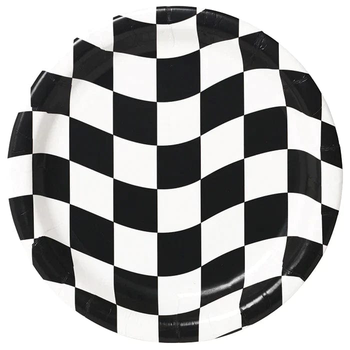 Creative Converting THEME: SPORTS Black and White Checkered Paper Plates