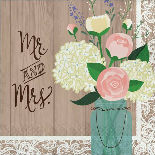 Creative Converting WEDDING Rustic Wedding Mr. and Mrs. Lunch Napkins 16ct