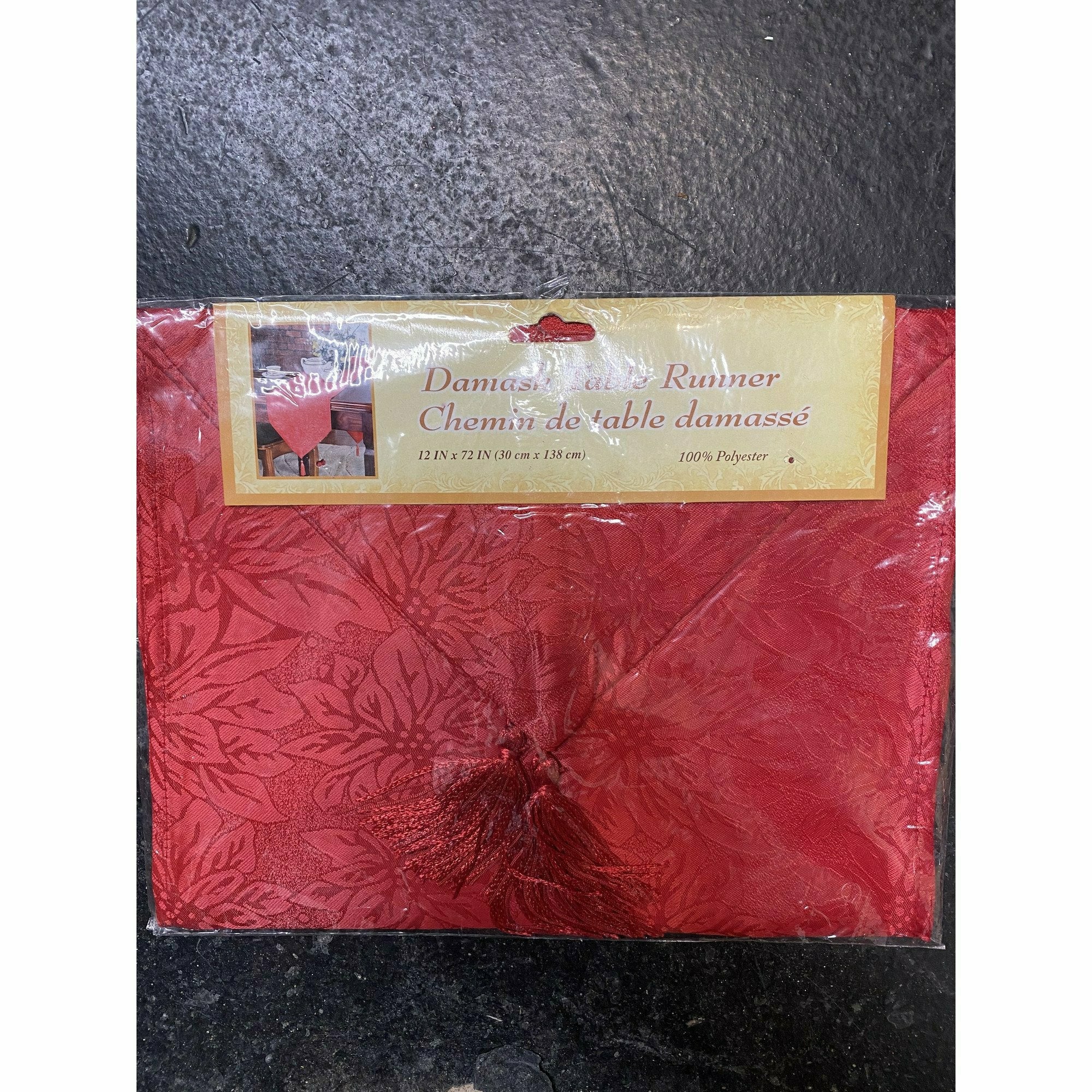 Darice, Inc. HOLIDAY: CHRISTMAS Red Damask Table Runner, 12in x 72in