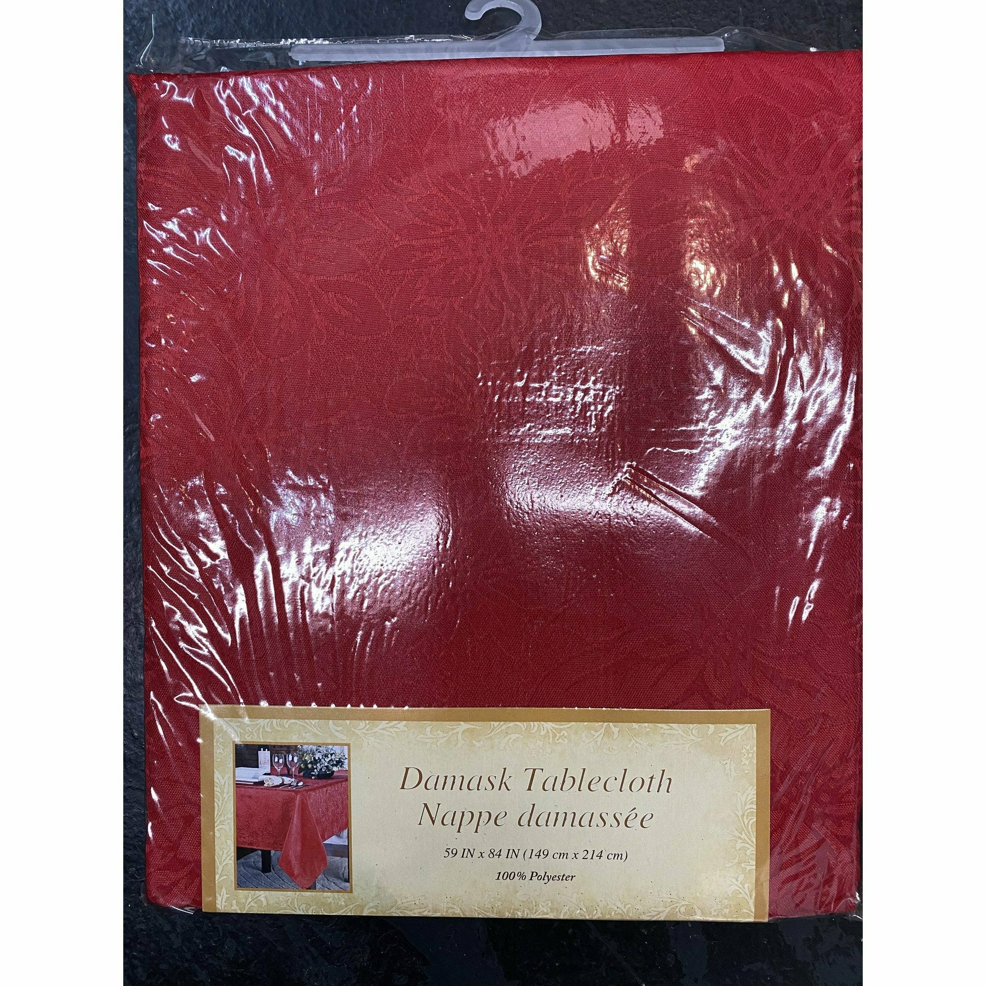 Darice, Inc. HOLIDAY: CHRISTMAS Red Damask Tablecloth, 59in x 84in