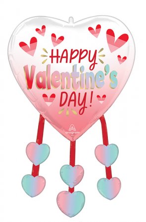 34" Happy Valentine's Day Ombre Heart Dangler Balloon