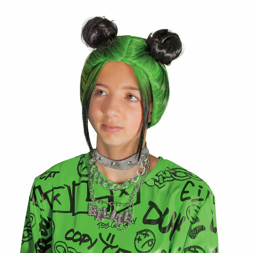 Disguise COSTUMES: WIGS Child Billie Eilish Double Bun Wig - Green