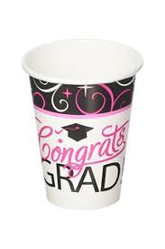 Pink & Black Graduation Cups - 18 Ct